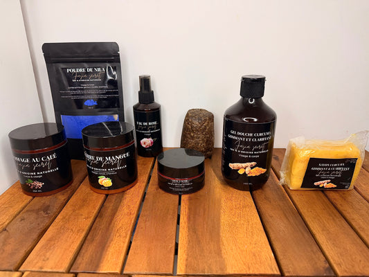 Routine complète Correctrice – Hyperpigmentation, Taches & Boutons au naturel ( Corps & Visage )