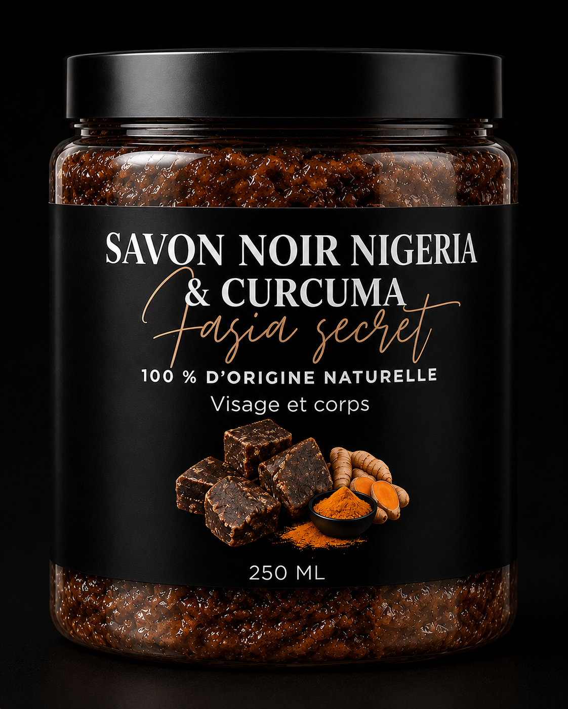 Savon noir du Nigeria & CURCUMA  (AVEC HUILES + VITAMINES)