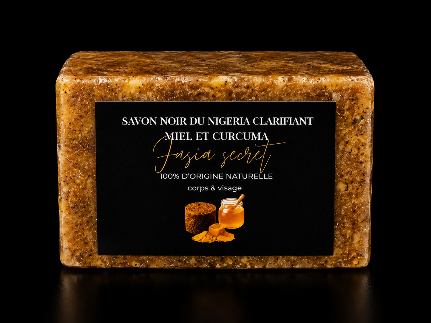 SAVON GLOW ANTI-TACHES
( Savon Noir du Nigeria avec Curcuma & Miel )
