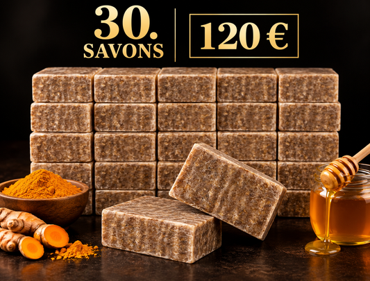 Savon noir du Nigeria clarifiant CURCUMA ET MIEL à partir de 30 pièces